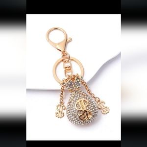 Blinged Out Money Bag Bag Charm / Keychain